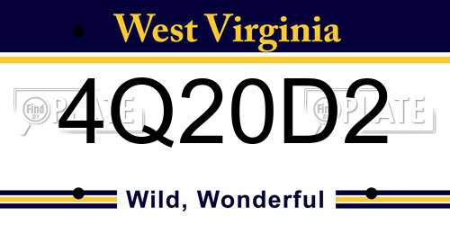 4Q20D2 West Virginia License Plate