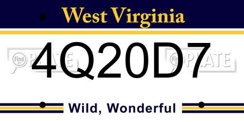 4Q20D7 West Virginia License Plate