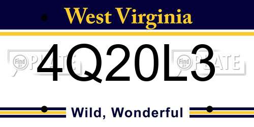 4Q20L3 West Virginia License Plate
