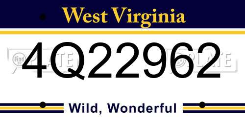 4Q22962 West Virginia License Plate