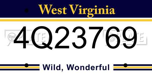 4Q23769 West Virginia License Plate
