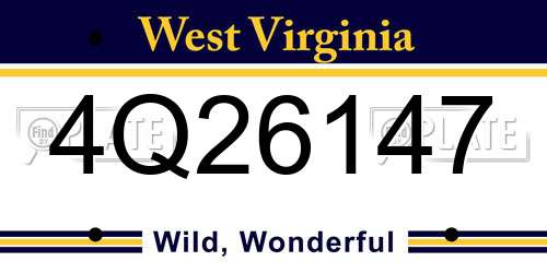 4Q26147 West Virginia License Plate