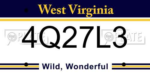 4Q27L3 West Virginia License Plate