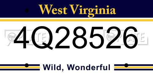 4Q28526 West Virginia License Plate