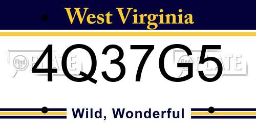 4Q37G5 West Virginia License Plate