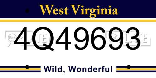 4Q49693 West Virginia License Plate