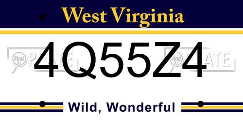 4Q55Z4 West Virginia License Plate