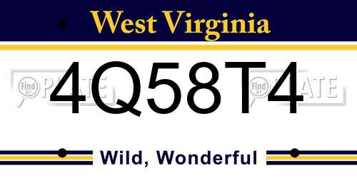 4Q58T4 West Virginia License Plate