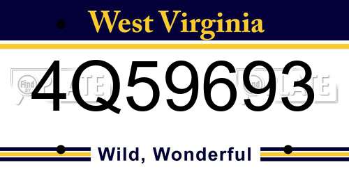 4Q59693 West Virginia License Plate