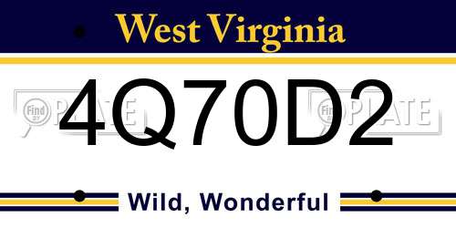 4Q70D2 West Virginia License Plate