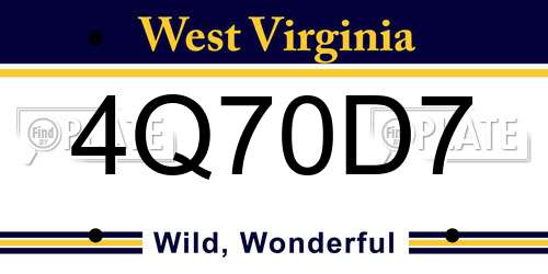 4Q70D7 West Virginia License Plate