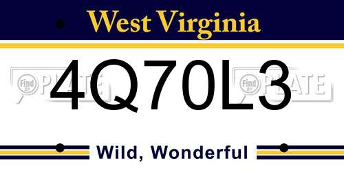 4Q70L3 West Virginia License Plate