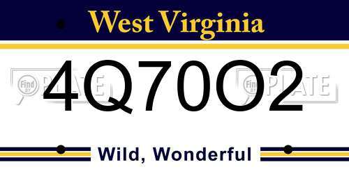 4Q70O2 West Virginia License Plate