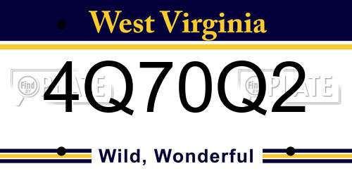 4Q70Q2 West Virginia License Plate