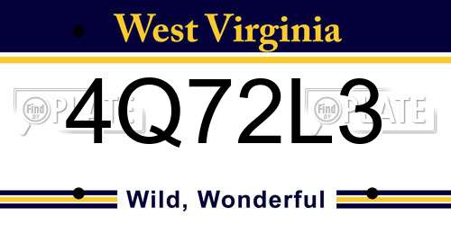 4Q72L3 West Virginia License Plate