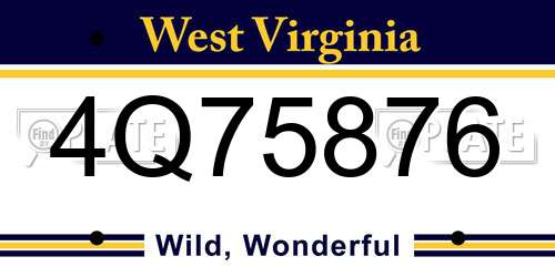 4Q75876 West Virginia License Plate
