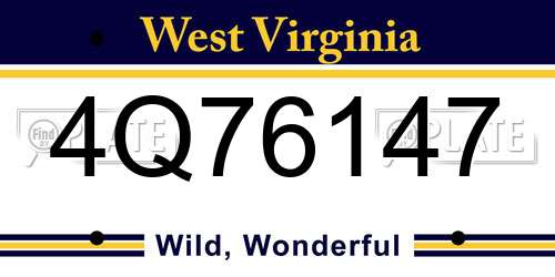 4Q76147 West Virginia License Plate