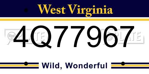 4Q77967 West Virginia License Plate