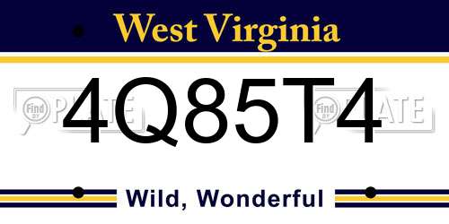 4Q85T4 West Virginia License Plate