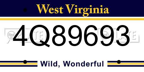 4Q89693 West Virginia License Plate