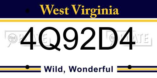4Q92D4 West Virginia License Plate