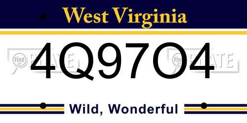 4Q97O4 West Virginia License Plate