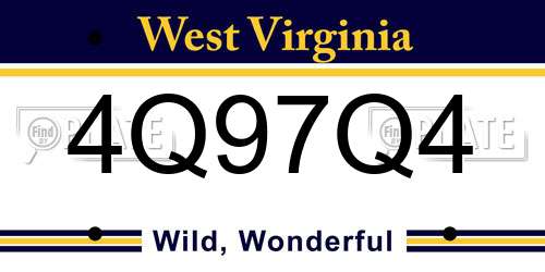 4Q97Q4 West Virginia License Plate