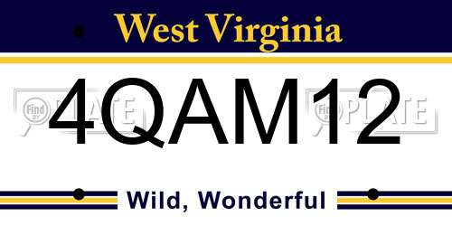 4QAM12 West Virginia License Plate