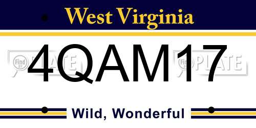 4QAM17 West Virginia License Plate
