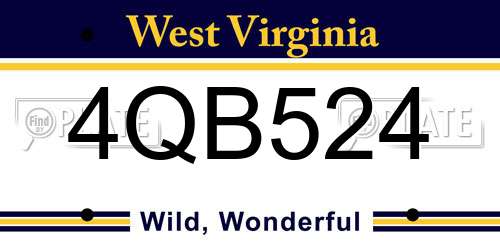 4QB524 West Virginia License Plate