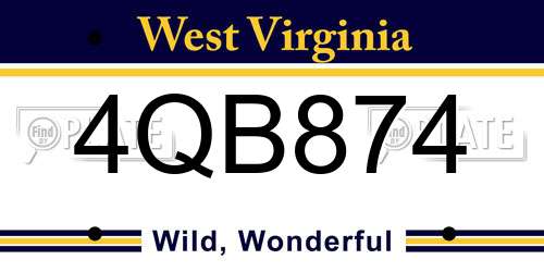 4QB874 West Virginia License Plate