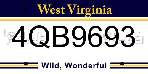 4QB9693 West Virginia License Plate