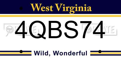4QBS74 West Virginia License Plate