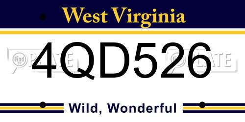4QD526 West Virginia License Plate