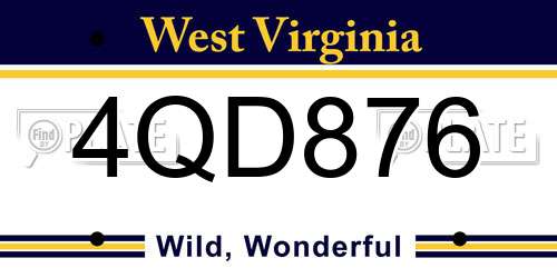 4QD876 West Virginia License Plate