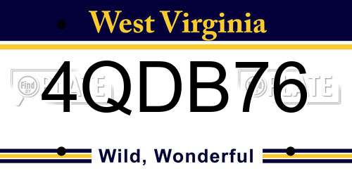 4QDB76 West Virginia License Plate