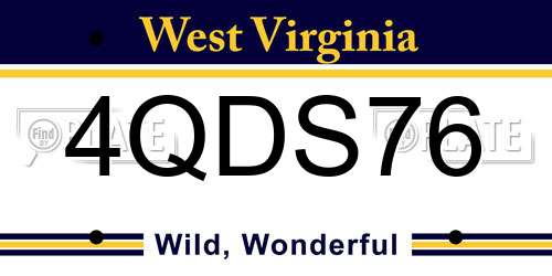4QDS76 West Virginia License Plate