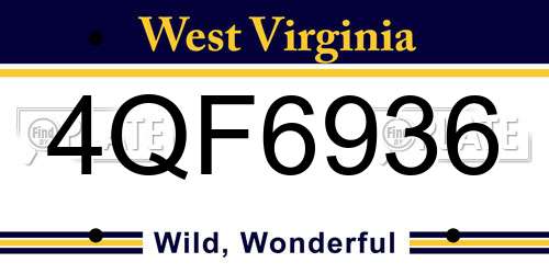 4QF6936 West Virginia License Plate