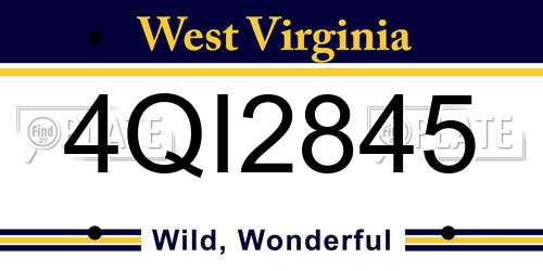 4QI2845 West Virginia License Plate