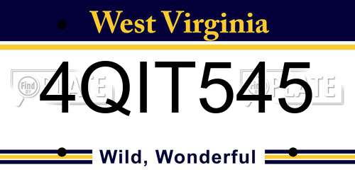 4QIT545 West Virginia License Plate