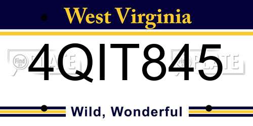 4QIT845 West Virginia License Plate