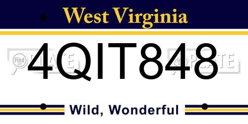 4QIT848 West Virginia License Plate