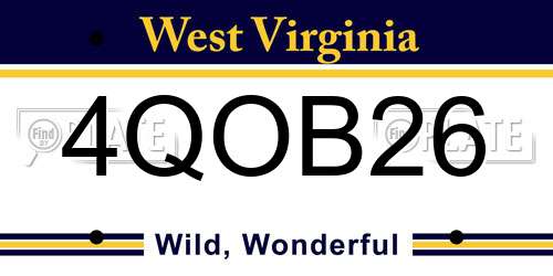 4QOB26 West Virginia License Plate