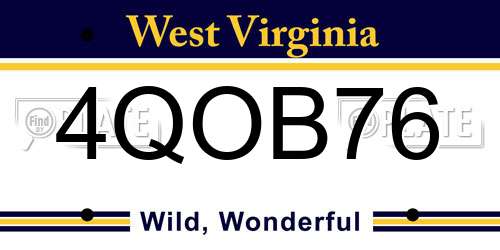 4QOB76 West Virginia License Plate