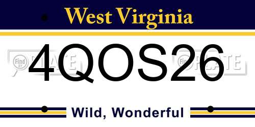 4QOS26 West Virginia License Plate