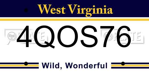 4QOS76 West Virginia License Plate