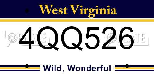 4QQ526 West Virginia License Plate