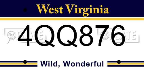 4QQ876 West Virginia License Plate
