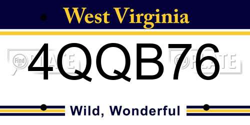 4QQB76 West Virginia License Plate