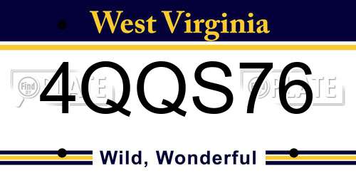 4QQS76 West Virginia License Plate